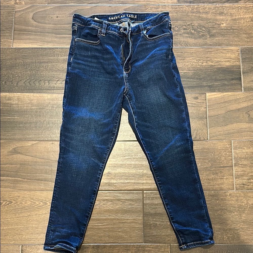 American Eagle Outfitters Women's Dark Blue Super High Rise Jeggings